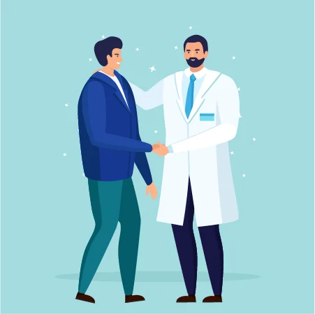 A male doctor meeting with a male patient